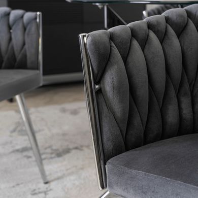Стілець оксамитовий MEBEL ELITE SORELLA Velvet Сірий / хром фотографія