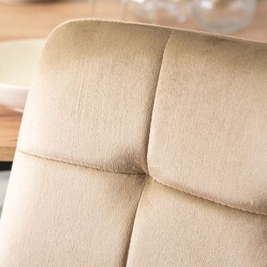 Комплект стіл розкладний MEBEL ELITE HARRY 102(142)х102 см Дуб Артизан/ Чорний +6 стільці PERU Беж фотографія