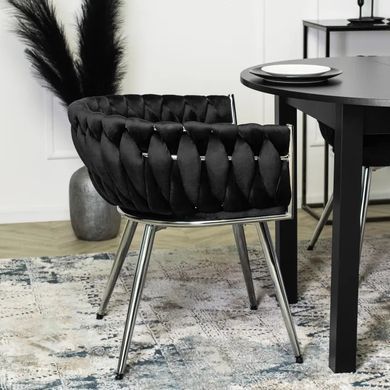 Стілець оксамитовий MEBEL ELITE SIENA Velvet Чорний / хром фотографія