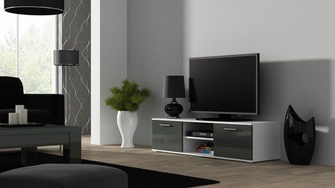 ТВ Тумба SOHO RTV Cama 140 Белый Мат / Серый Глянец фотография