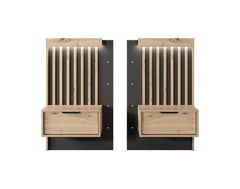 Тумбы прикроватные Perfect Home Талли / Tally с 2 ящиками 1S/51 Дуб артизан/антрацит фотография