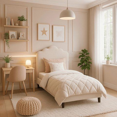 Кровать MEBEL ELITE CRATER Velvet 90x200 см Крем фотография