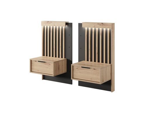Тумбы прикроватные Perfect Home Талли / Tally с 2 ящиками 1S/51 Дуб артизан/антрацит фотография