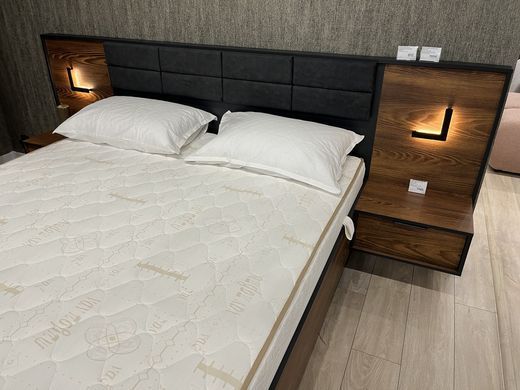Ліжко (каркас) Perfect Home Мілтон / Milton 160 з м'яким ізголів'ям двоспальне Каштан/антрацит фотографія