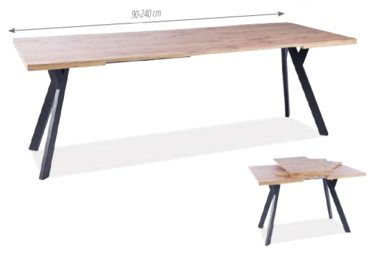 Стіл Розкладний MERLIN Signal 90(240)x90 Шпон Дуб / Чорний ** фотографія