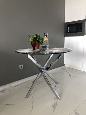 Стіл скляний AGIS Signal 90x90 Прозорий / Хром фотографія