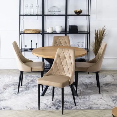 Стілець оксамитовий MEBEL ELITE CORK Velvet, Бежевий фотографія