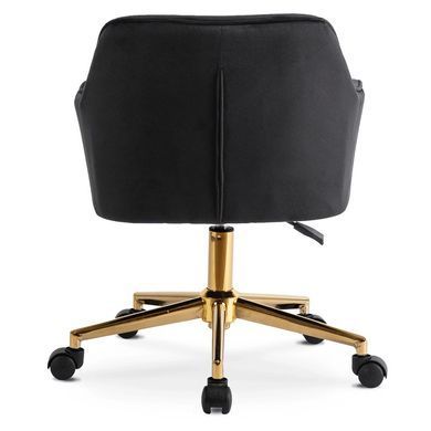 Стул офисный поворотный бархатный MEBEL ELITE KONOR Velvet Черный/золото фотография