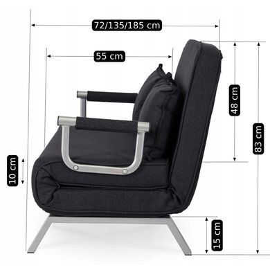 Кресло двухместное раскладное MEBEL ELITE BART 2 Черный фотография