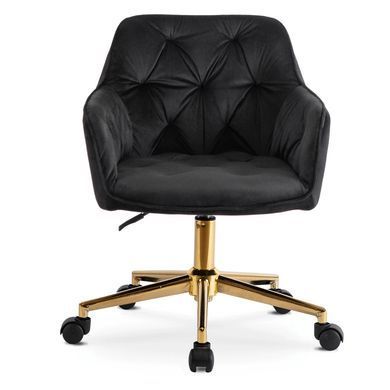 Стул офисный поворотный бархатный MEBEL ELITE KONOR Velvet Черный/золото фотография