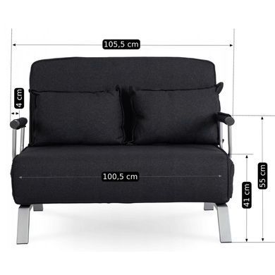 Кресло двухместное раскладное MEBEL ELITE BART 2 Черный фотография