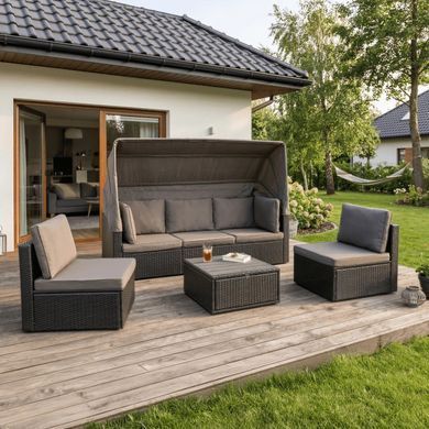 Комплект садовой мебели MEBEL ELITE CALIENTE Черный/коричневый