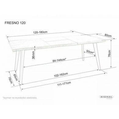 Стол Раскладной FRESNO Signal 120(180)x80 Дуб / Черный фотография