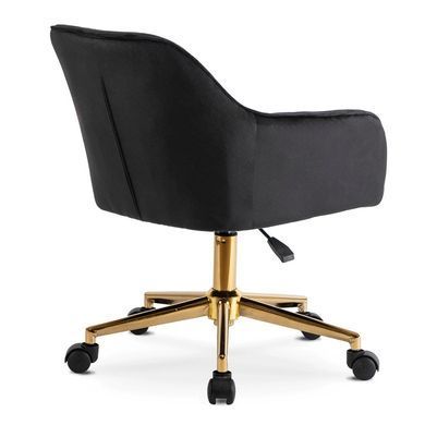 Стул офисный поворотный бархатный MEBEL ELITE KONOR Velvet Черный/золото фотография