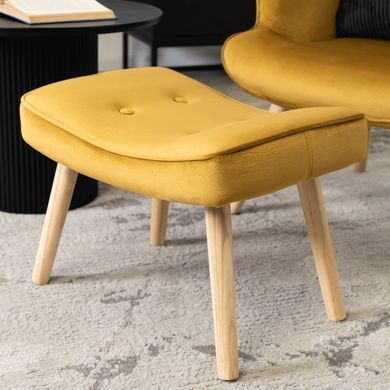 Крісло м'яке оксамитове з підставкою для ніг MEBEL ELITE LOZANO Velvet Гірчичний фотографія