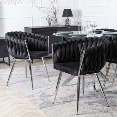 Стілець оксамитовий MEBEL ELITE SORELLA Velvet Чорний / хром фотографія