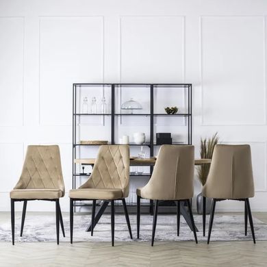 Стілець оксамитовий MEBEL ELITE CORK Velvet, Бежевий фотографія