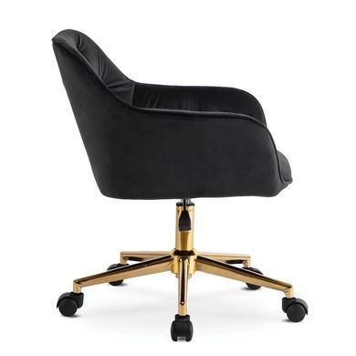 Стул офисный поворотный бархатный MEBEL ELITE KONOR Velvet Черный/золото фотография