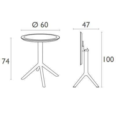Комплект 2 стільця Siesta Onto Sky Pro+ Стіл круглий Siesta Siesta Sky Folding Table 60 - Taupe