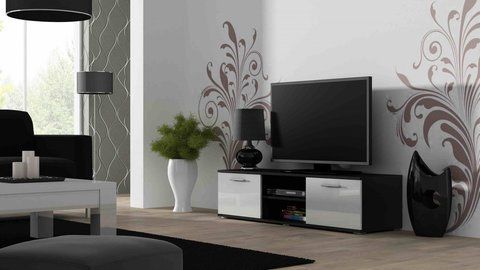 ТВ Тумба SOHO RTV Cama 140 Черный Мат / Белый Глянец фотография