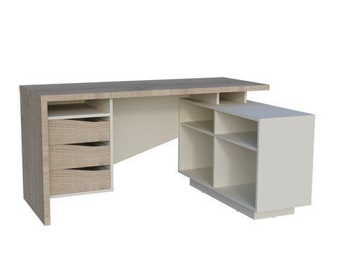 Стіл письмовий CONNECT 3 R SK Intarsio 1575*786 дуб кремона котта/стоун бейж фотографія