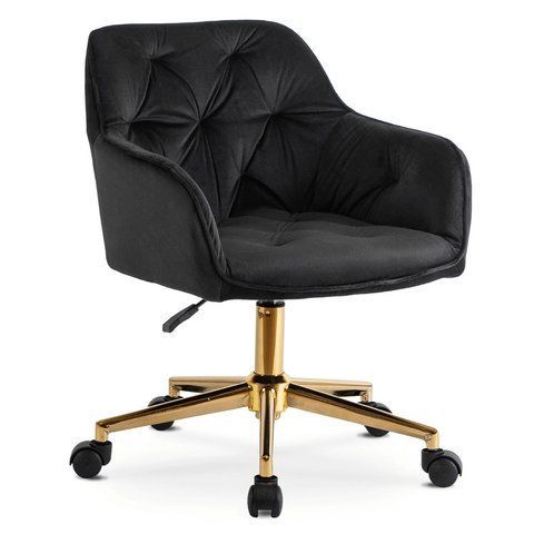 Стілець офісний поворотний оксамитовий MEBEL ELITE KONOR Velvet Чорний/золото фотографія