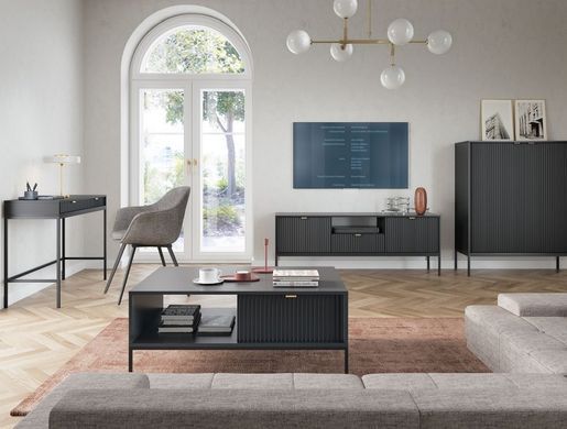 Тумба під телевізор Perfect Home Нова / Nova 1-дверна з 2 ящиками і чорними ніжками RTV154 Чорний фотографія