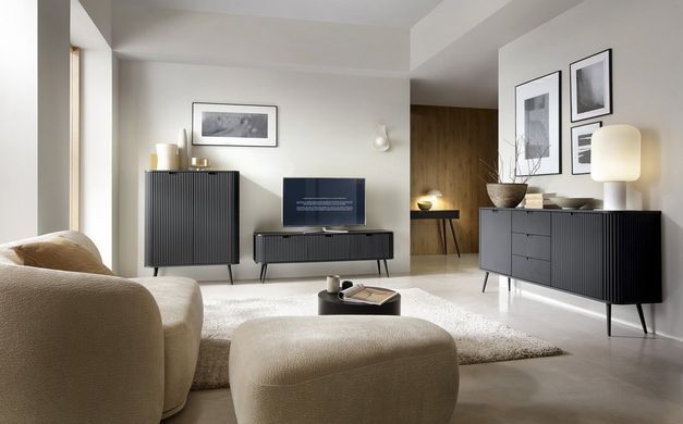 Комод Perfect Home Зова/Zova 2-дверный с 3 ящиками и черными ножками KSZ168 Черный фотография