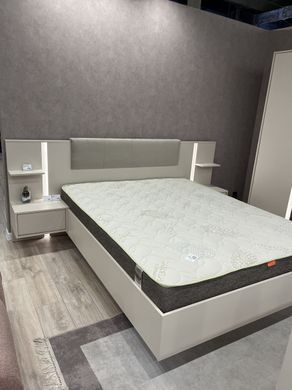 Кровать (каркас) Perfect Home Даст / Dast 160 с прикроватными тумбами и мягким изголовьем Беж фотография