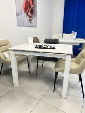 Стіл Обідній BRIGHT WHITE MARBLE Concepto 102/142x70 Кераміка Білий Мармур фотографія