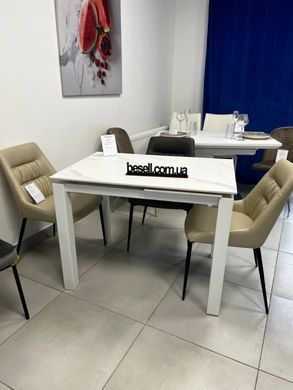 Стіл Обідній BRIGHT WHITE MARBLE Concepto 102/142x70 Кераміка Білий Мармур фотографія