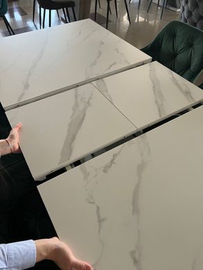Стол раскладной DETROIT CERAMIC Intarsio 160(200)x90 Белый Эффект Мрамора фотография