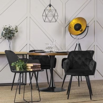 Стол круглый MEBEL ELITE LINO 100 см Орех / черный фотография