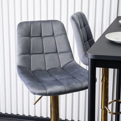 Барний стілець оксамитовий MEBEL ELITE ARCOS Velvet сірий / золотий фотографія