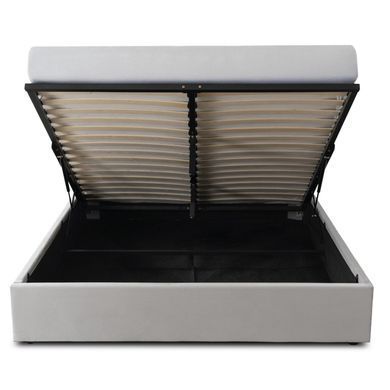 Ліжко двоспальне MEBEL ELITE MARSYLIA Velvet 140x200 см Сірий фотографія