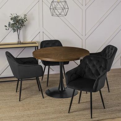 Стол круглый MEBEL ELITE LINO 100 см Орех / черный фотография