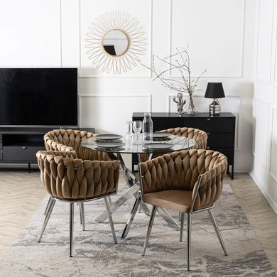 Стілець оксамитовий MEBEL ELITE SORELLA Velvet Бежевий / хром фотографія