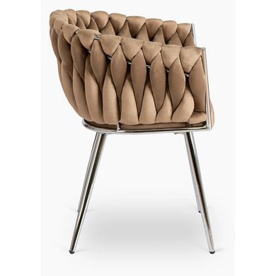 Стілець оксамитовий MEBEL ELITE SORELLA Velvet Бежевий / хром фотографія