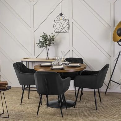Стол круглый MEBEL ELITE LINO 100 см Орех / черный фотография