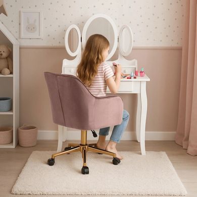 Стілець офісний поворотний оксамитовий MEBEL ELITE KONOR Velvet Рожевий/золото фотографія