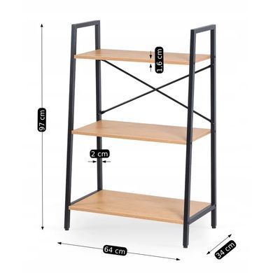 Стелаж MEBEL ELITE VIOR Золотий дуб / Чорний фотографія