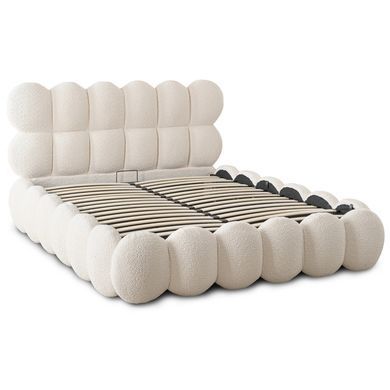 Ліжко двоспальне MEBEL ELITE ANKARA 140x200 см Кремовий Букле фотографія
