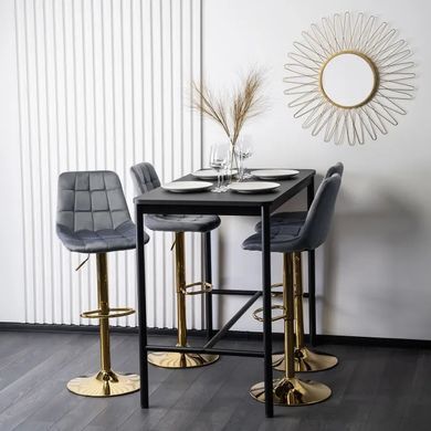 Барний стілець оксамитовий MEBEL ELITE ARCOS Velvet сірий / золотий фотографія