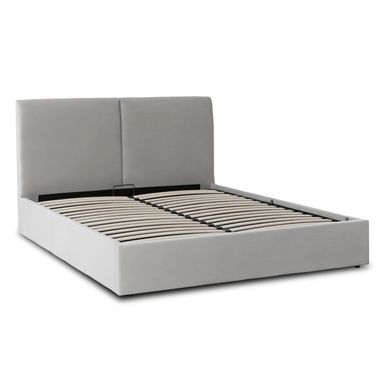 Ліжко двоспальне MEBEL ELITE MARSYLIA Velvet 140x200 см Сірий фотографія