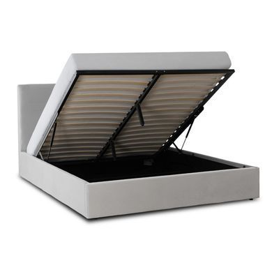Ліжко двоспальне MEBEL ELITE MARSYLIA Velvet 140x200 см Сірий фотографія