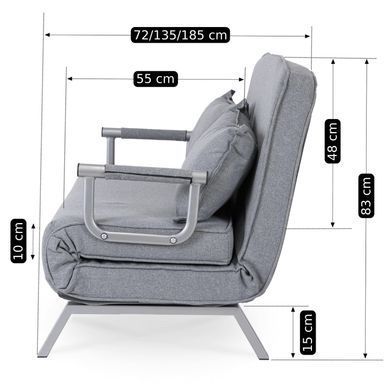 Кресло двухместное раскладное MEBEL ELITE BART 2 Серый фотография