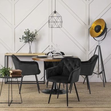 Стол круглый MEBEL ELITE LINO 100 см Орех / черный фотография