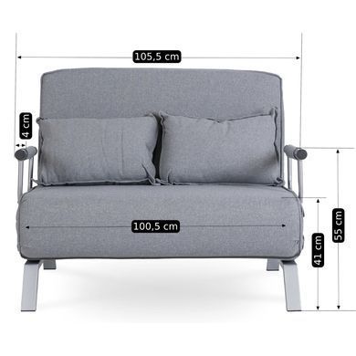 Кресло двухместное раскладное MEBEL ELITE BART 2 Серый фотография