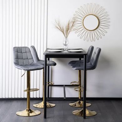 Барний стілець оксамитовий MEBEL ELITE ARCOS Velvet сірий / золотий фотографія