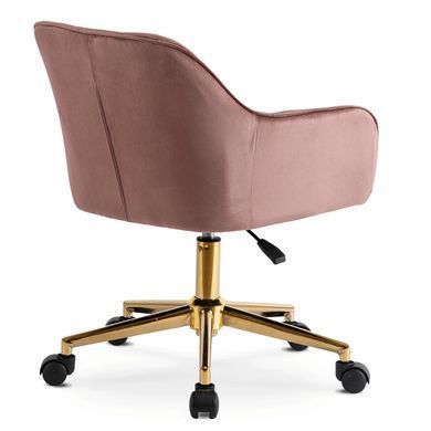 Стілець офісний поворотний оксамитовий MEBEL ELITE KONOR Velvet Рожевий/золото фотографія